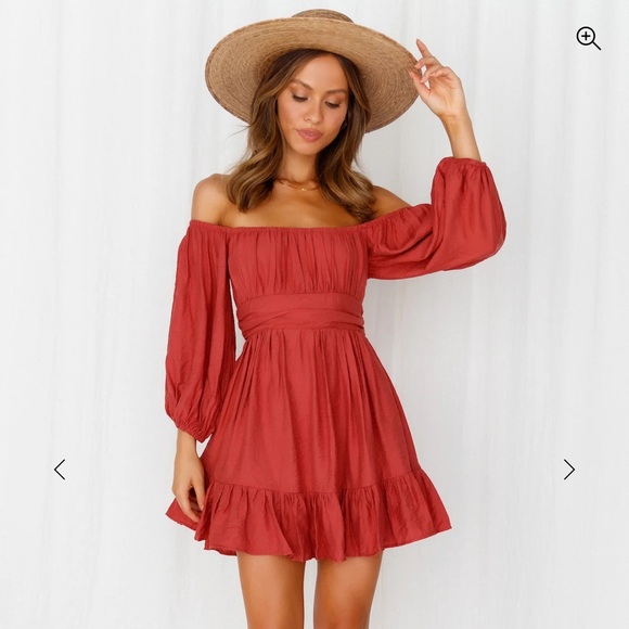Hello Molly Dresses & Skirts - Hello Molly Off-Shoulder Rust Mini Dress This is Espionage Dress Rose